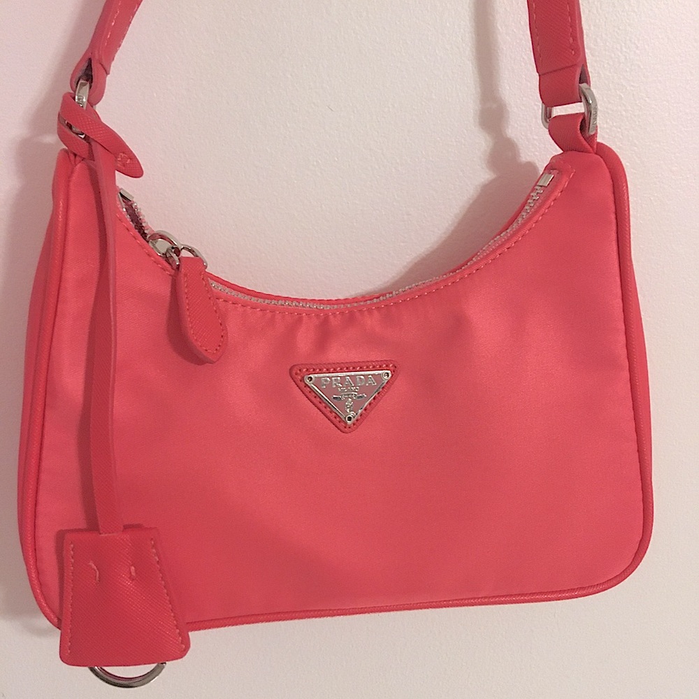 Pink nylon handbag